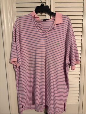 Ralph Lauren Pink Polo with Blue Stripes